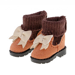 1/6 échelle haut haut chaussures pu chaussures en cuir avec bowknot pour blythe poupée marron