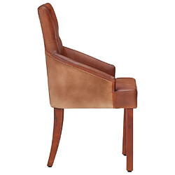 Acheter Maison Chic Lot de 6 Chaises à manger,Chaise pour cuisine marron cuir de chèvre véritable -MN88009