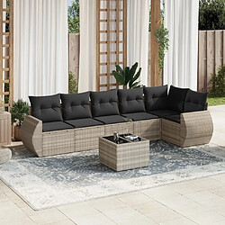 vidaXL Salon de jardin avec coussins 7 pcs gris clair résine tressée 