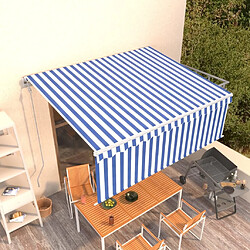 Maison Chic Auvent automatique de porte rétractable,Store banne,Marquise Brise-soleil avec store 4x3 m Bleu et blanc -GKD30743