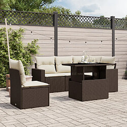 vidaXL Salon de jardin avec coussins 6 pcs marron résine tressée 