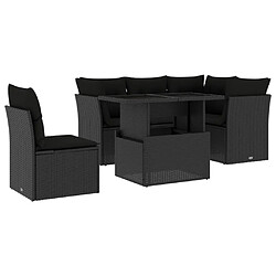 vidaXL Salon de jardin 6 pcs avec coussins noir résine tressée