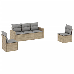 vidaXL Salon de jardin avec coussins 5 pcs beige résine tressée