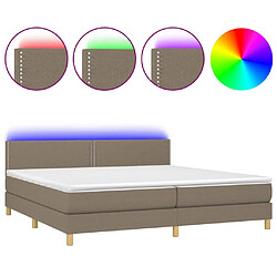 vidaXL Sommier à lattes de lit et matelas et LED Taupe 200x200cm Tissu