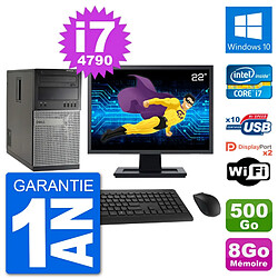 PC Tour Dell 7020 Ecran 22" Intel i7-4790 RAM 8Go Disque 500Go Windows 10 Wifi · Occasion 