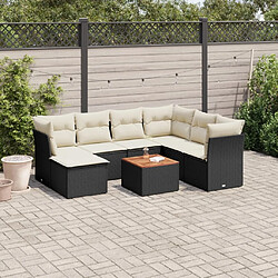 Maison Chic Ensemble Tables et chaises d'extérieur 8 pcs avec coussins,Salon de jardin noir résine tressée -GKD524466