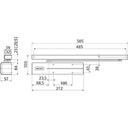 Vachette Corps seul pour fermeporte DC700 force 3 à 6 sans bras à glissière finition argent