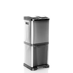 Collecteur de déchets / système de tri sélectif CLEAN VII 32L (2 x 8 L + 16 L) acier argenté hjh OFFICE 