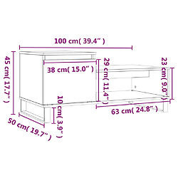 vidaXL Table basse Blanc brillant 100x50x45 cm Bois d'ingénierie pas cher