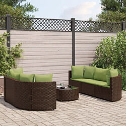 vidaXL Salon de jardin avec coussins 7 pcs marron résine tressée 