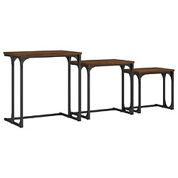 vidaXL Tables basses gigognes 3 pcs chêne marron bois d'ingénierie