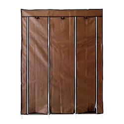 Dressing en tissu avec portes à fermeture éclair et poches latérales Nyana Home Dimensions 170x127x45 cm Marron