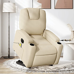 Maison Chic Fauteuil Relax pour salon, Fauteuil inclinable de massage électrique Crème Tissu -GKD46149