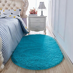 LUUCOZK Tapis à poils longs doux et moelleux pour chambre à coucher et salon - Bleu lac-80x180cm 