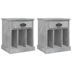 vidaXL Tables de chevet 2 pcs gris béton 43x36x50 cm