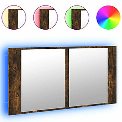 vidaXL Armoire à miroir à LED de bain chêne fumé 90x12x45 cm acrylique