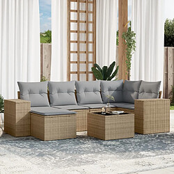 vidaXL Salon de jardin avec coussins 7 pcs beige résine tressée