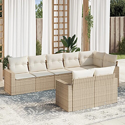 vidaXL Salon de jardin avec coussins 8 pcs beige résine tressée