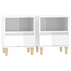 vidaXL Tables de chevet 2 pcs Blanc brillant 40x35x50 cm