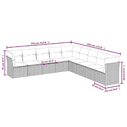 Avis vidaXL Salon de jardin avec coussins 9 pcs beige résine tressée