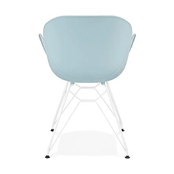 Acheter Mes Lot de 2 fauteuils design bleu piétement métal blanc - UMILA