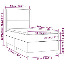 vidaXL Sommier à lattes de lit matelas et LED Noir 90x190 cm Velours pas cher