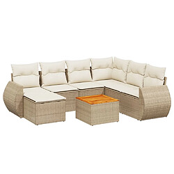 Maison Chic Salon de jardin avec coussins 8 pcs | Ensemble de Table et chaises | Mobilier d'Extérieur beige résine tressée -GKD16838