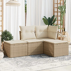 vidaXL Salon de jardin avec coussins 4 pcs beige résine tressée 