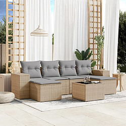 Maison Chic Salon de jardin avec coussins 7 pcs, Ensemble Tables et chaises de jardin, beige résine tressée -GKD503951