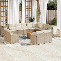 vidaXL Salon de jardin avec coussins 13 pcs beige résine tressée 