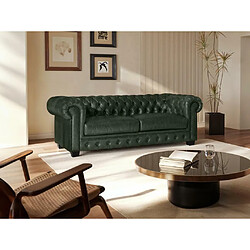 Acheter Vente-Unique Canapé chesterfield 3 places BRENTON 100% cuir de buffle - Vert empire