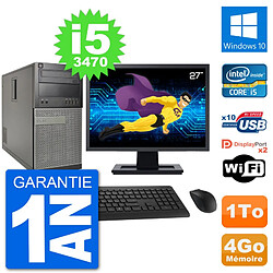 PC Tour Dell 7010 Ecran 27" Intel i5-3470 RAM 4Go Disque 1To Windows 10 Wifi - Occasion