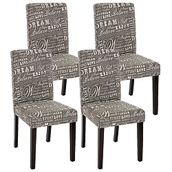 Decoshop26 Lot de 4 chaises de salle à manger en tissu imprimé gris pieds foncés CDS04120 