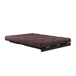 Inside 75 Canapé convertible futon ROOTS pin laqué noir matelas 140 x 200 cm coloris marron pas cher