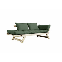 Avis Inside 75 Banquette méridienne futon BEBOP pin naturel coloris vert olive couchage 75*200 cm.