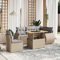 vidaXL Salon de jardin avec coussins 6 pcs beige résine tressée 