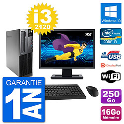 PC Lenovo M92p SFF Ecran 22" Intel i3-2120 RAM 16Go Disque 250Go Windows 10 Wifi · Occasion 