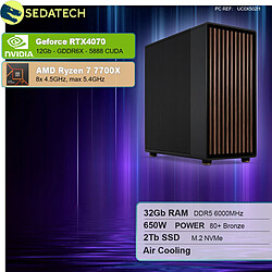 Sedatech Workstation Premium • AMD Ryzen 7 7700X • RTX4070 • 32Go DDR5 • 2To SSD M.2 • sans OS