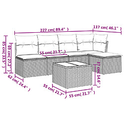 Acheter vidaXL Salon de jardin 6 pcs avec coussins noir résine tressée