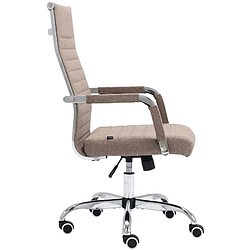 Decoshop26 Fauteuil de bureau sur roulettes confortable hauteur réglable en tissu taupe cadre métal chromé BUR10580