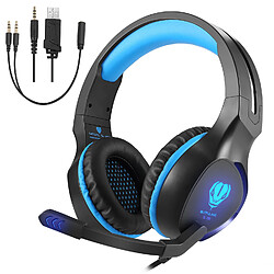 Chrono Casque Gaming PS4, Casque Micro Switch avec Anti Bruit Casque Gamer Filaire LED Lampe Stéréo Bass Microphone Réglable avec 3.5mm Jack pour Xbox One PS4 PC Laptop Tablette Smartphone 