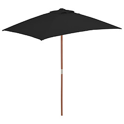 vidaXL Parasol de jardin avec mât en bois noir 150x200 cm 