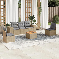 vidaXL Salon de jardin avec coussins 6 pcs beige résine tressée 