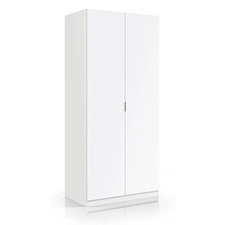 Armoire avec 2 portes coloris blanc - 180 x 81 x 52 cm -PEGANE- 