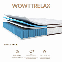 BIGZZIA WOWTTRELAX Matelas 140 x 190 Hauteur 24cm, Hybride Matelas à Ressorts Ensachés et Mousse de Gel à Mémoire de Forme, Matelas Réversible à Deux Faces Entièrement Utilisables