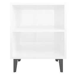 Acheter Maison Chic Table de chevet avec pieds en métal, Table basse blanc brillant 40x30x50 cm