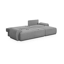 Canapé d'angle gauche convertible MILO 4 places - Tissu gris - Coffre de rangement - L 264 x H 84 x P 99/145 cm pas cher