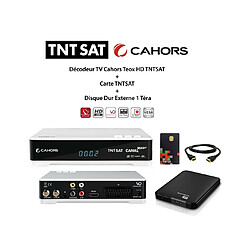 Pack Décodeur TV Cahors Teox HD TNTSAT + Carte TNTSAT + Disque Dur Externe 1 Téra