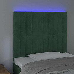 Avis Maison Chic Tête de lit moderne à LED lumineuse pour chambre - Décoration de lit Vert foncé 90x5x118/128 cm Velours -MN11146