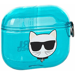 Karl Lagerfeld KLA3UCHFL Coque pour AirPods 3 Bleu/Choupette 